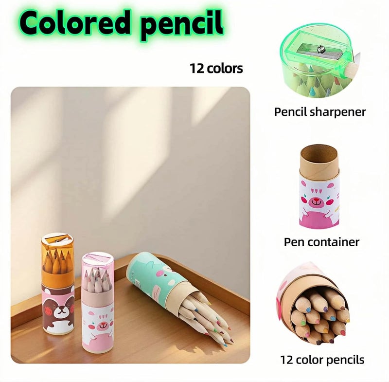 RyanDesign 3-Pack Mini Portable Colored Pencils Set – 12 Colors Each (36 Total) with Built-In Sharpener, 3.35” Miniature Art Pencils in Portable Tubes- Ideal for School, Classrooms & On-The-Go Creativity - Image 3